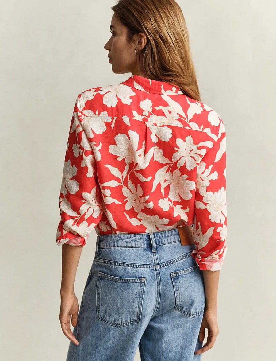 Gant - REG FLORAL PRINT LINEN SHIRT - perfect red - 2