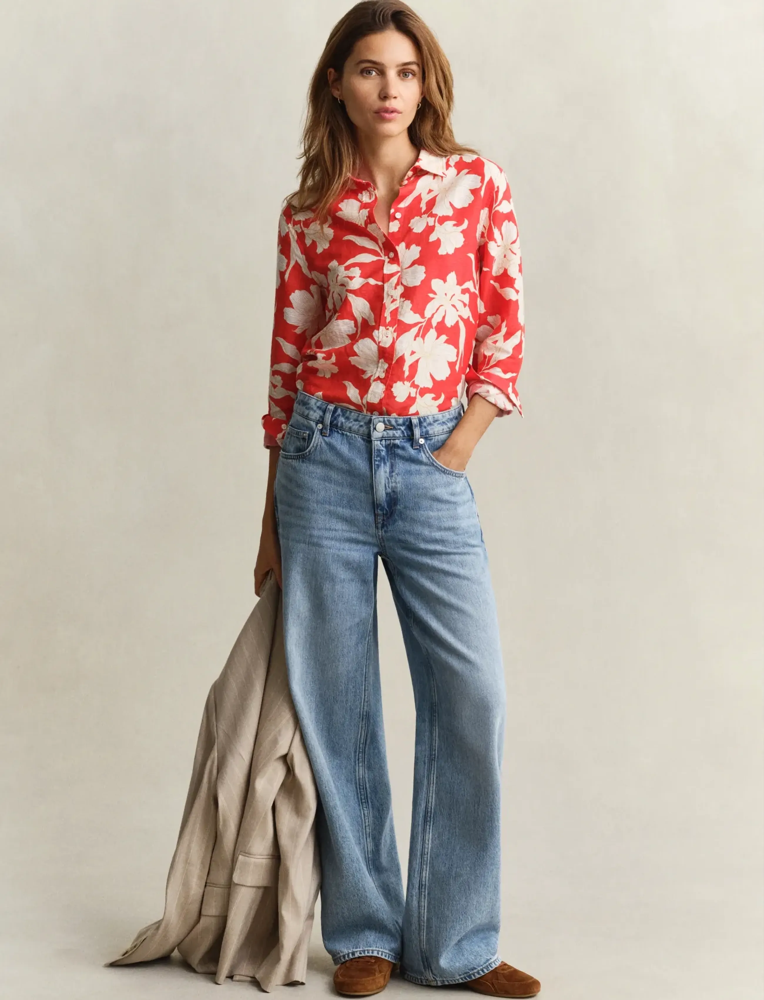 Gant - REG FLORAL PRINT LINEN SHIRT - perfect red - 4