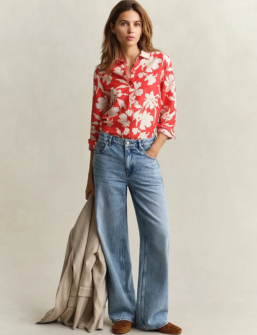 Gant - REG FLORAL PRINT LINEN SHIRT - perfect red - 4
