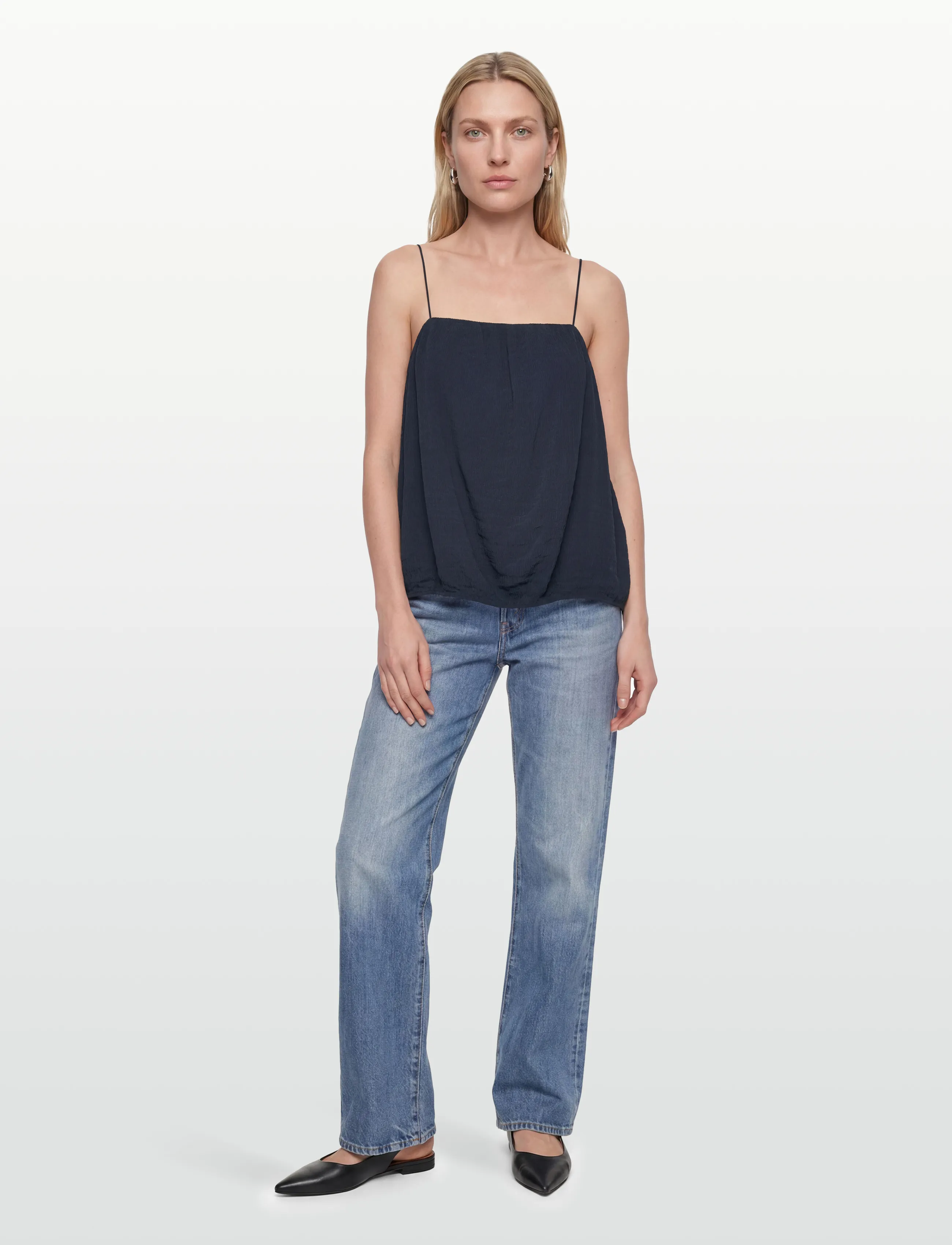 GANT CRINKLED STRAP TOP - Ärmellose blusen - EVENING BLUE / navy