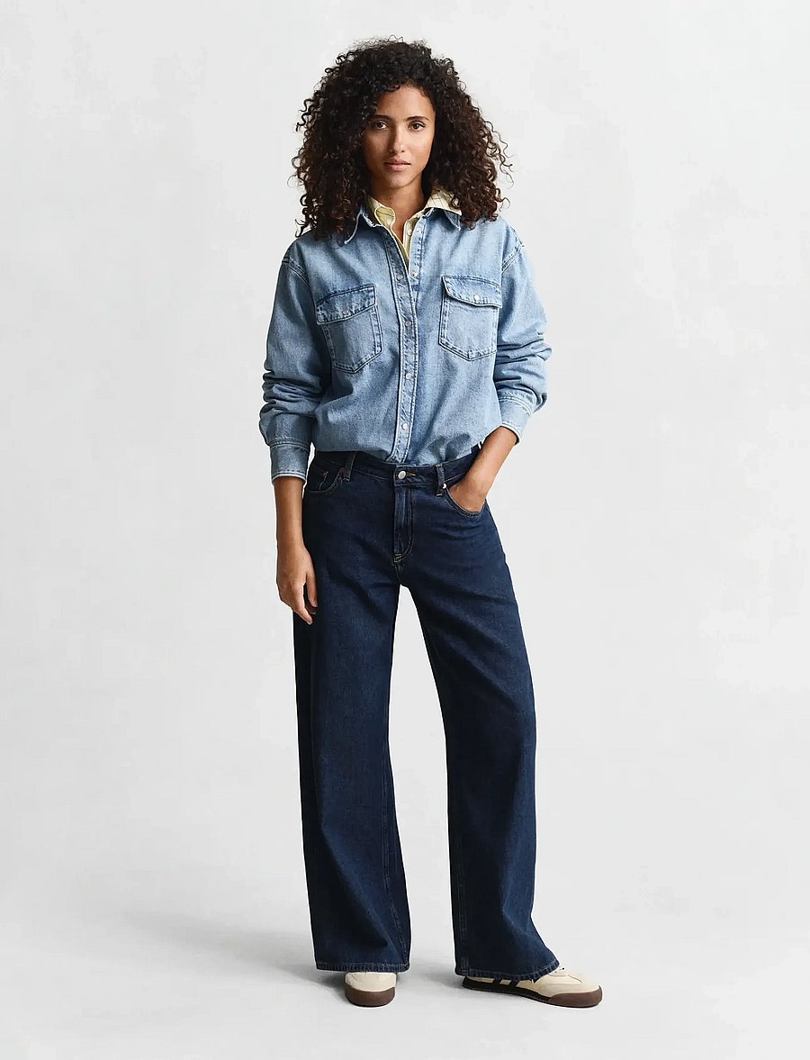 Gant - REL DENIM POCKET LS SHIRT - denimskjorter - mid blue worn in - 4