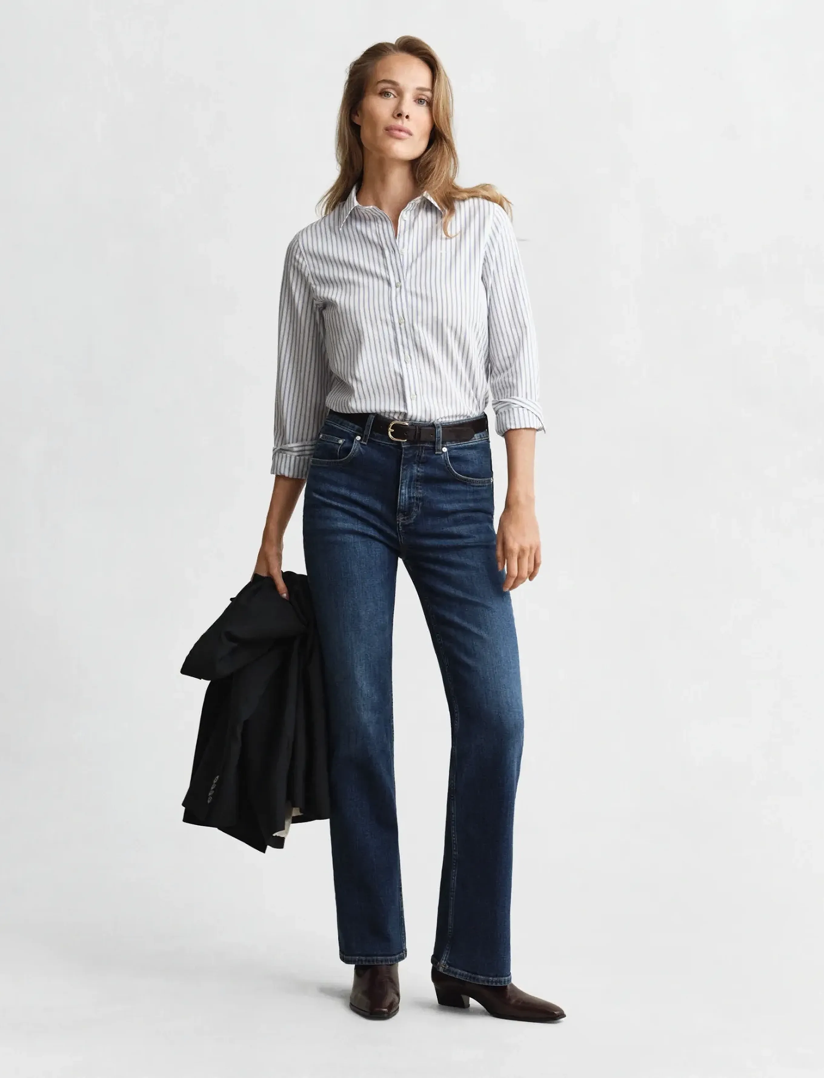 Gant - REG CLASSIC POPLIN STRIPED SHIRT - langärmlige hemden - eggshell - 4