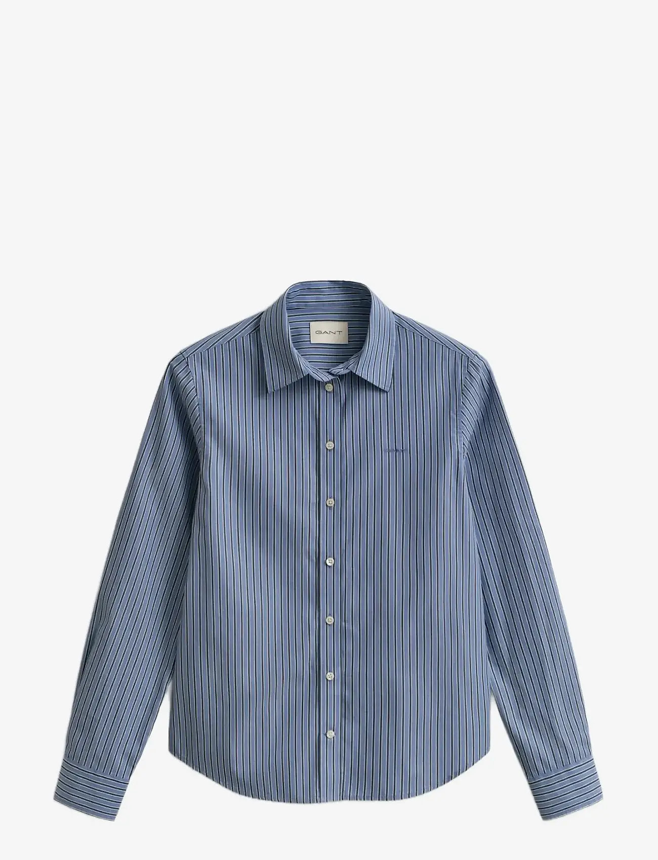 GANT - REG CLASSIC POPLIN STRIPED SHIRT - langærmede skjorter - faded denim - 1
