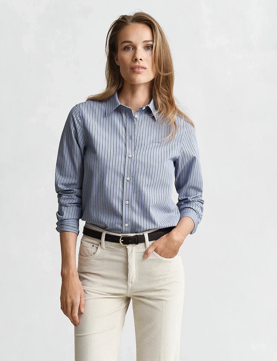 Gant - REG CLASSIC POPLIN STRIPED SHIRT - chemises à manches longues - faded denim - 0
