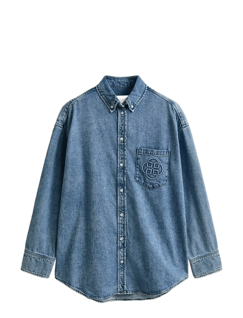 GANT - OS DENIM EMBR POCKET BD SHIRT - jeanshemden - semi light blue worn in - 1