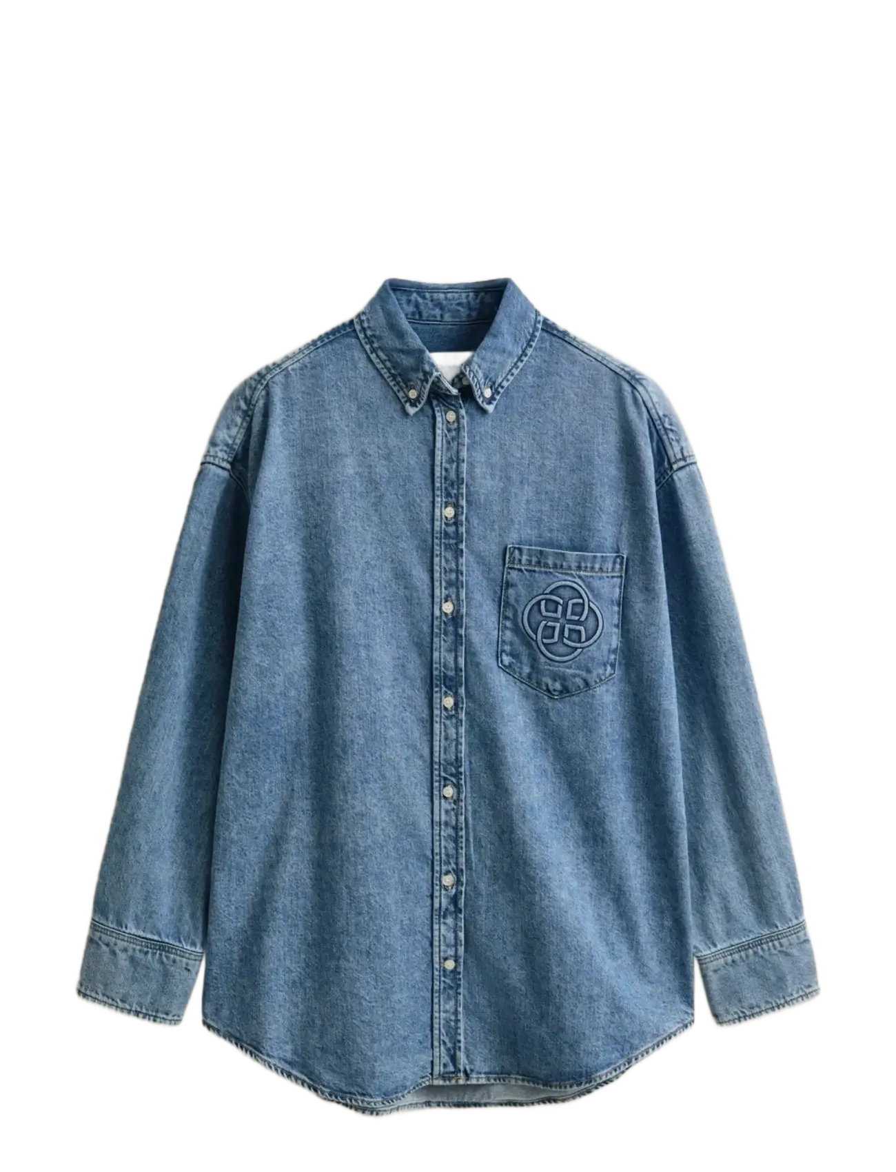 Gant OS DENIM EMBR POCKET BD SHIRT - Bluser & Skjorter - SEMI LIGHT BLUE WORN IN / blue