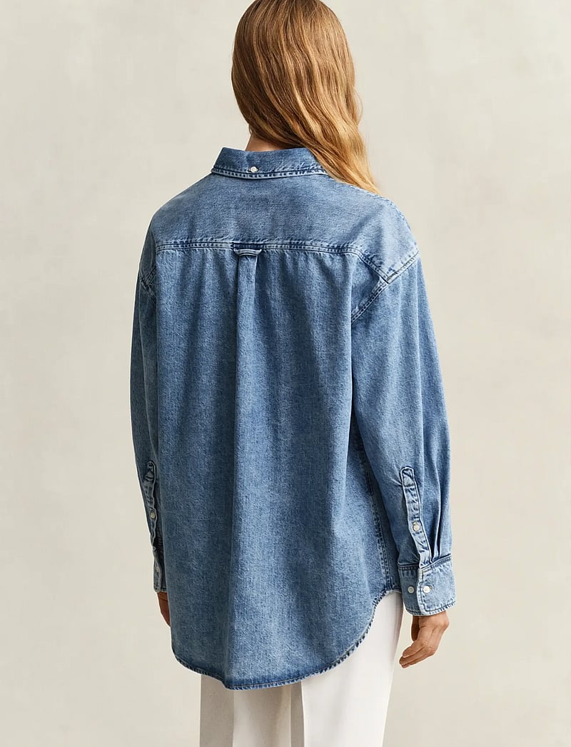 GANT - OS DENIM EMBR POCKET BD SHIRT - jeanshemden - semi light blue worn in - 2