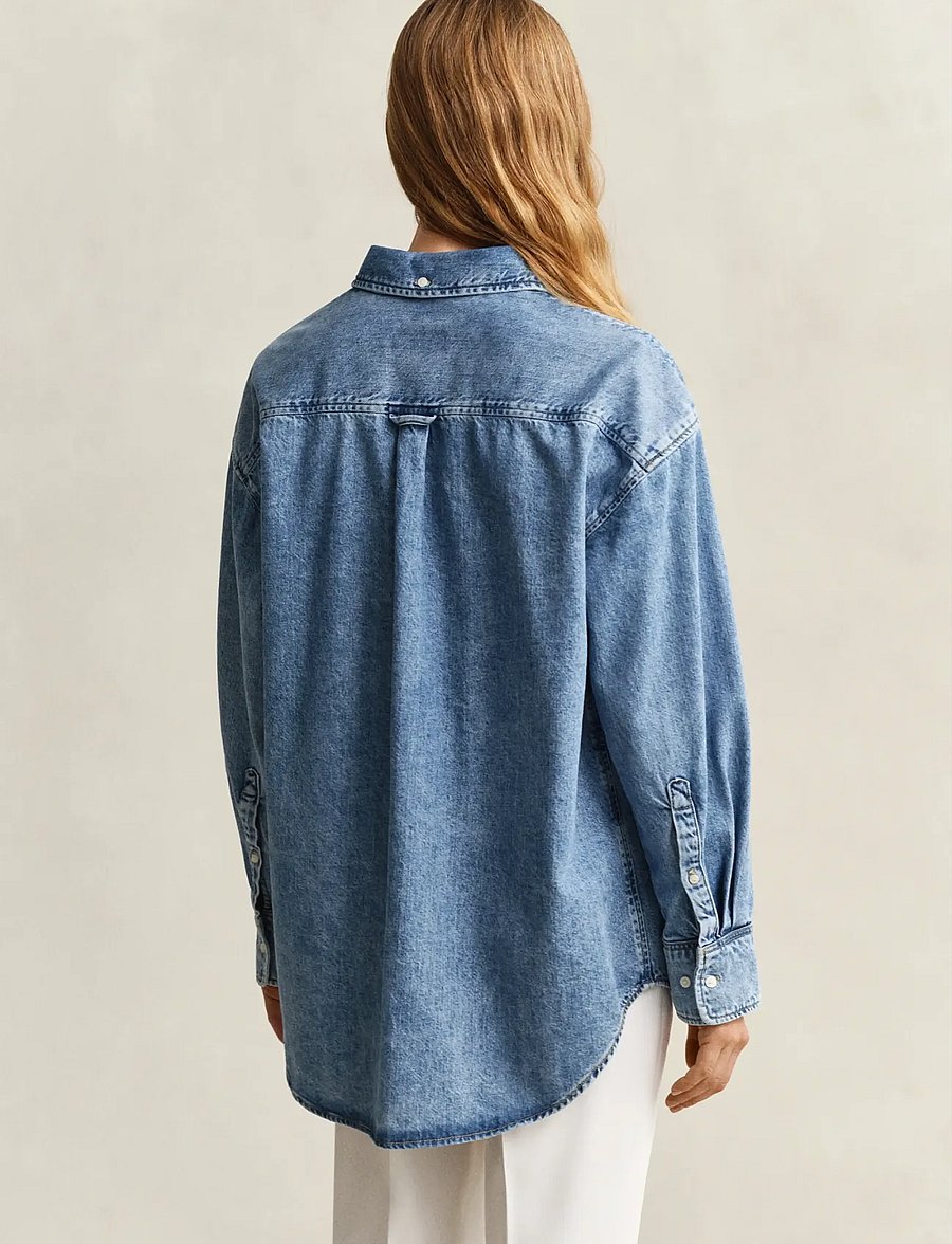 Gant - OS DENIM EMBR POCKET BD SHIRT - semi light blue worn in - 2