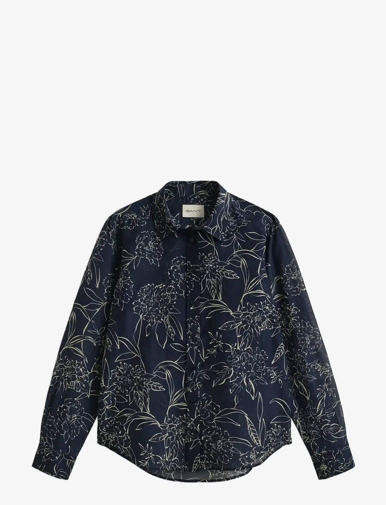 GANT - REG FLORAL PRINT CTN SILK LS SHIRT - langärmlige hemden - evening blue - 1