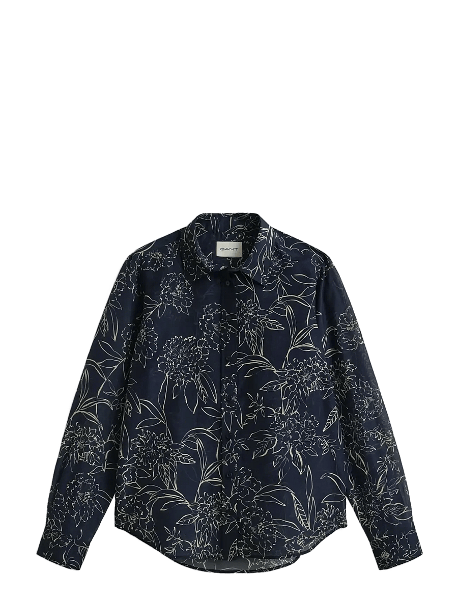 Gant - REG FLORAL PRINT CTN SILK LS SHIRT - chemises à manches longues - evening blue - 1