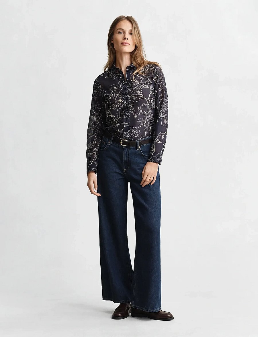 Gant - REG FLORAL PRINT CTN SILK LS SHIRT - chemises à manches longues - evening blue - 4