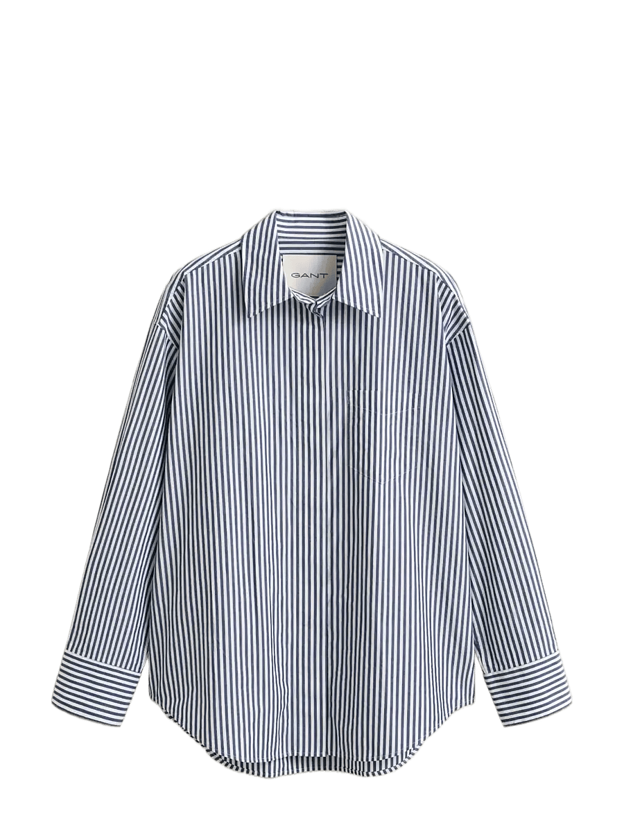 Gant - REL STRIPE POPLIN LS SHIRT - langærmede skjorter - rich navy - 1