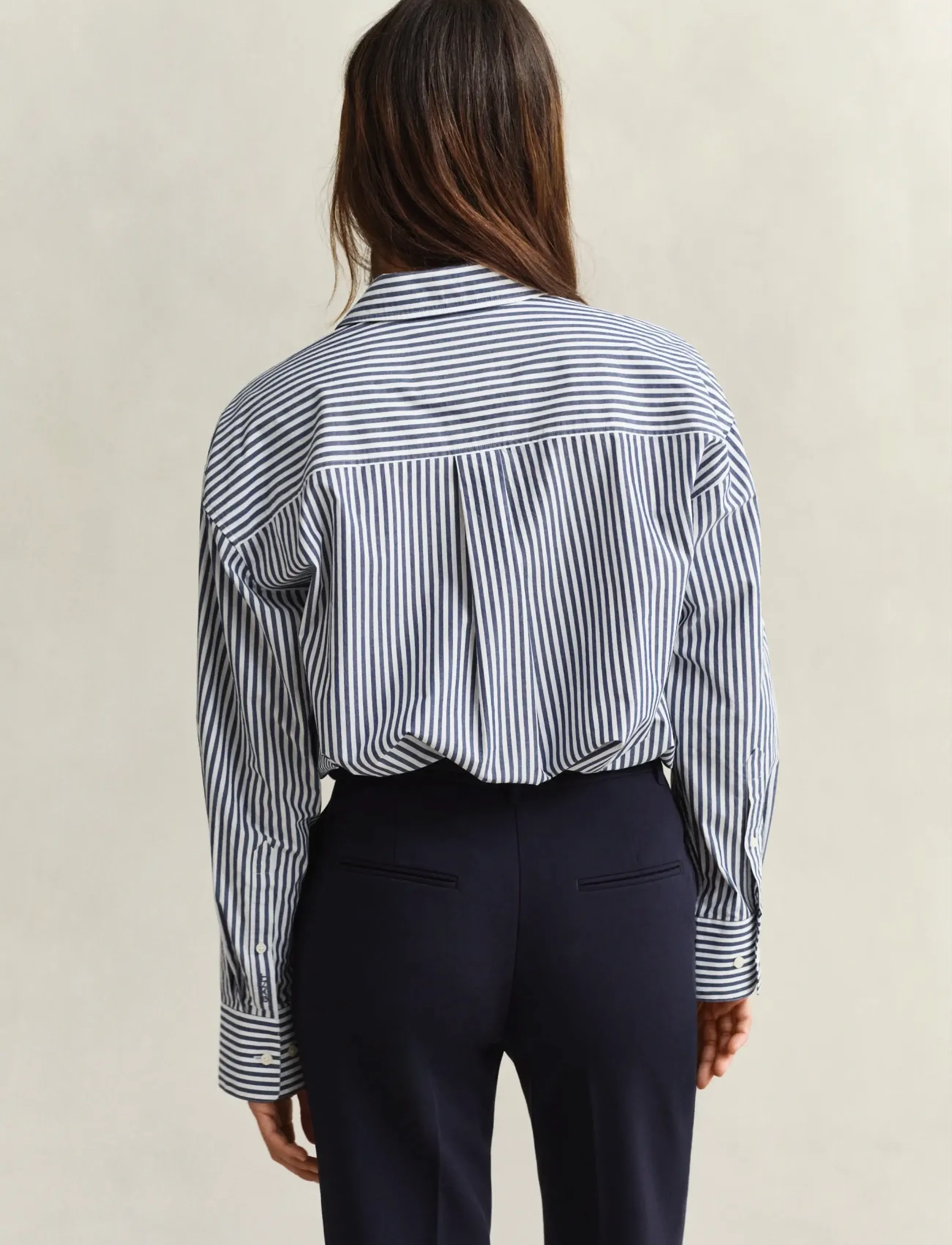 Gant - REL STRIPE POPLIN LS SHIRT - langærmede skjorter - rich navy - 2