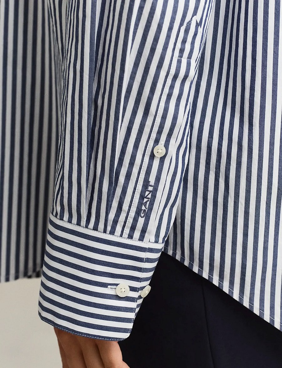 Gant - REL STRIPE POPLIN LS SHIRT - langærmede skjorter - rich navy - 4