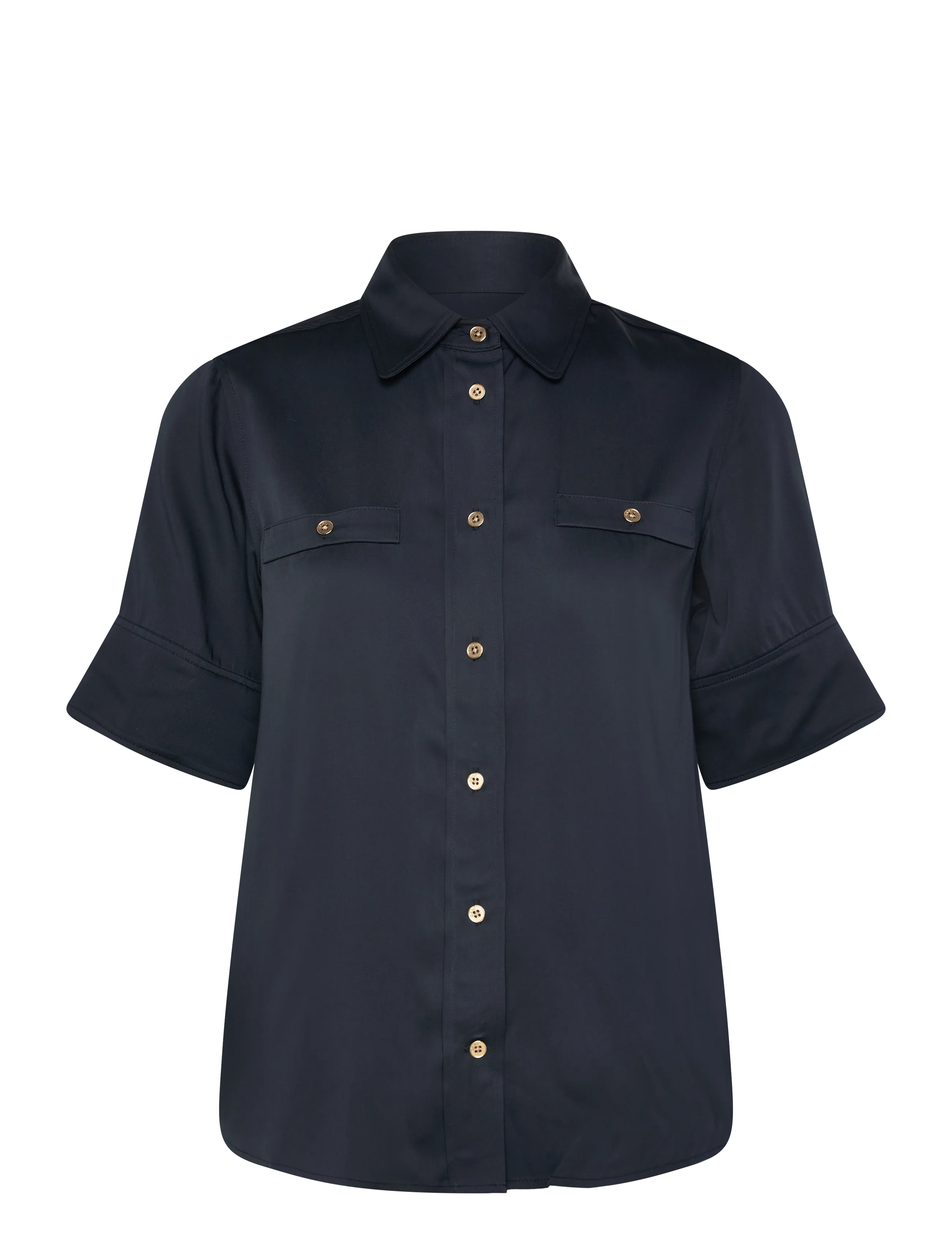 Gant REG FLUID SS SHIRT BLOUSE - Bluser - EVENING BLUE / navy