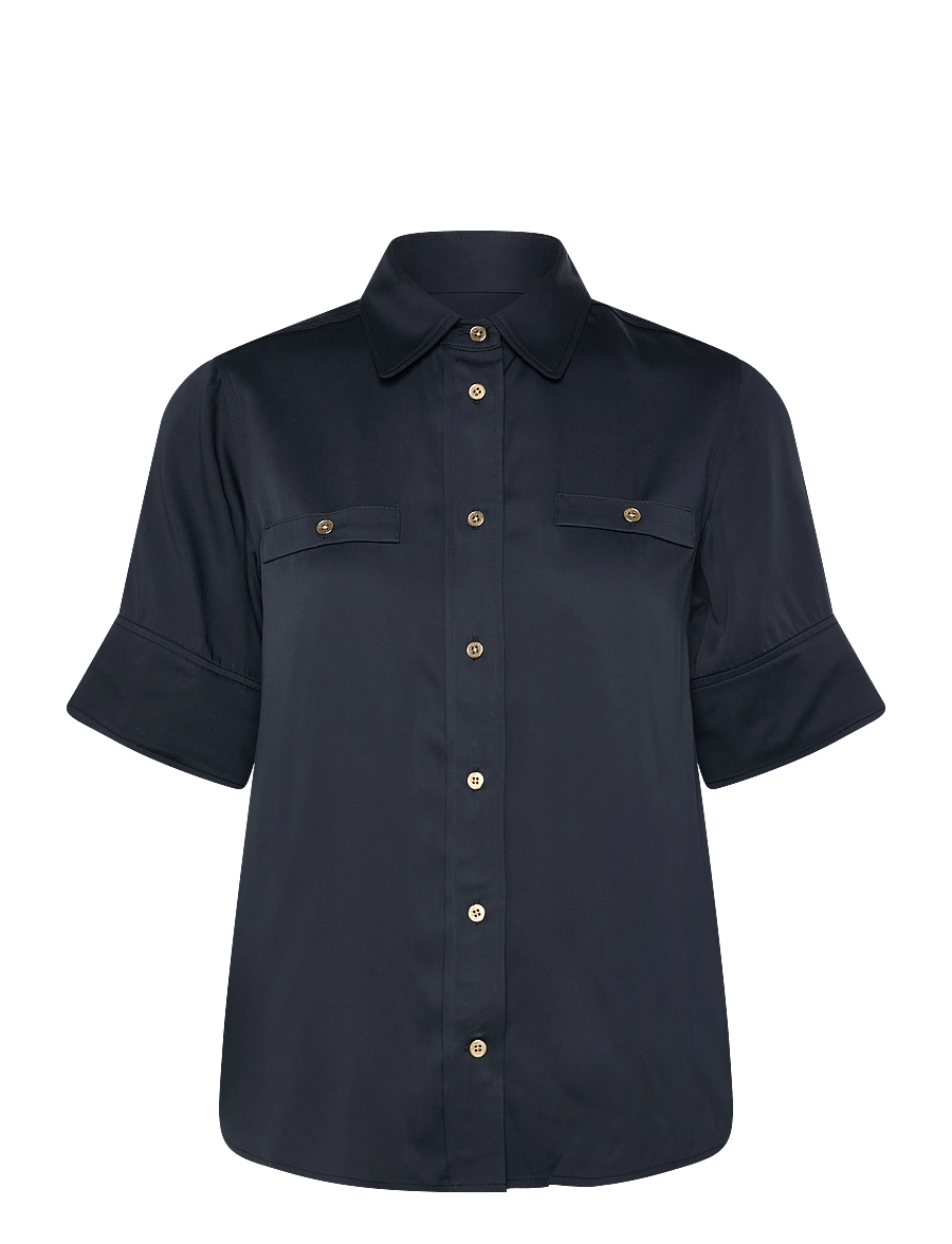 Gant - REG FLUID SS SHIRT BLOUSE - kortærmede bluser - evening blue - 1