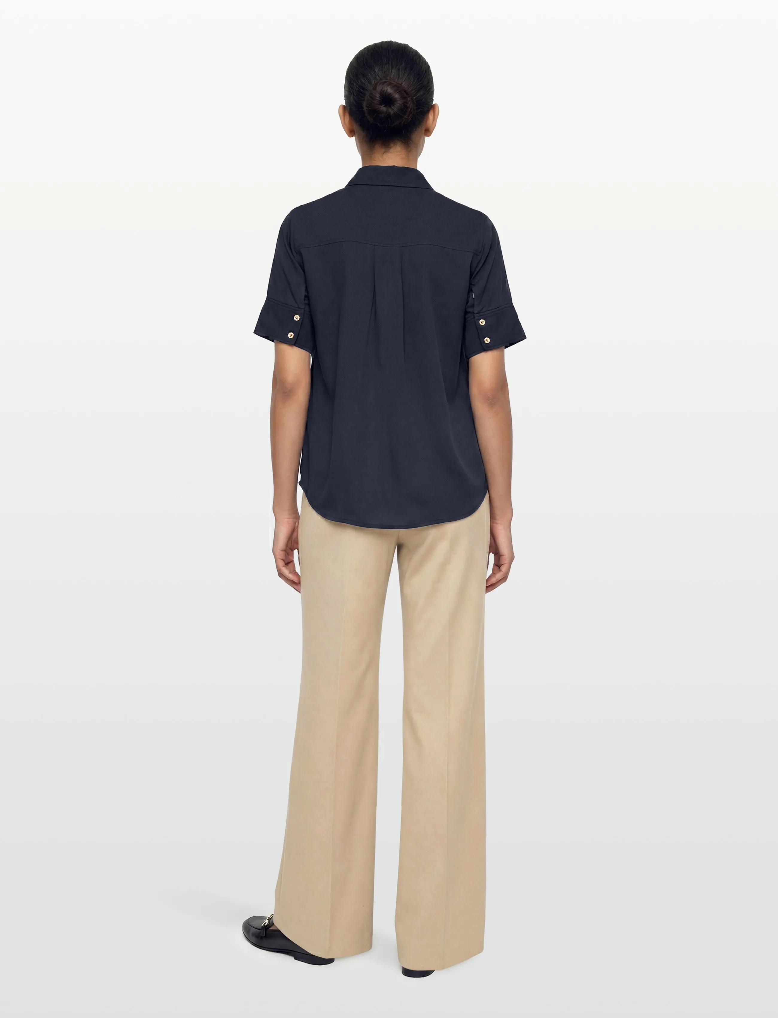 Gant - REG FLUID SS SHIRT BLOUSE - kortærmede bluser - evening blue - 4