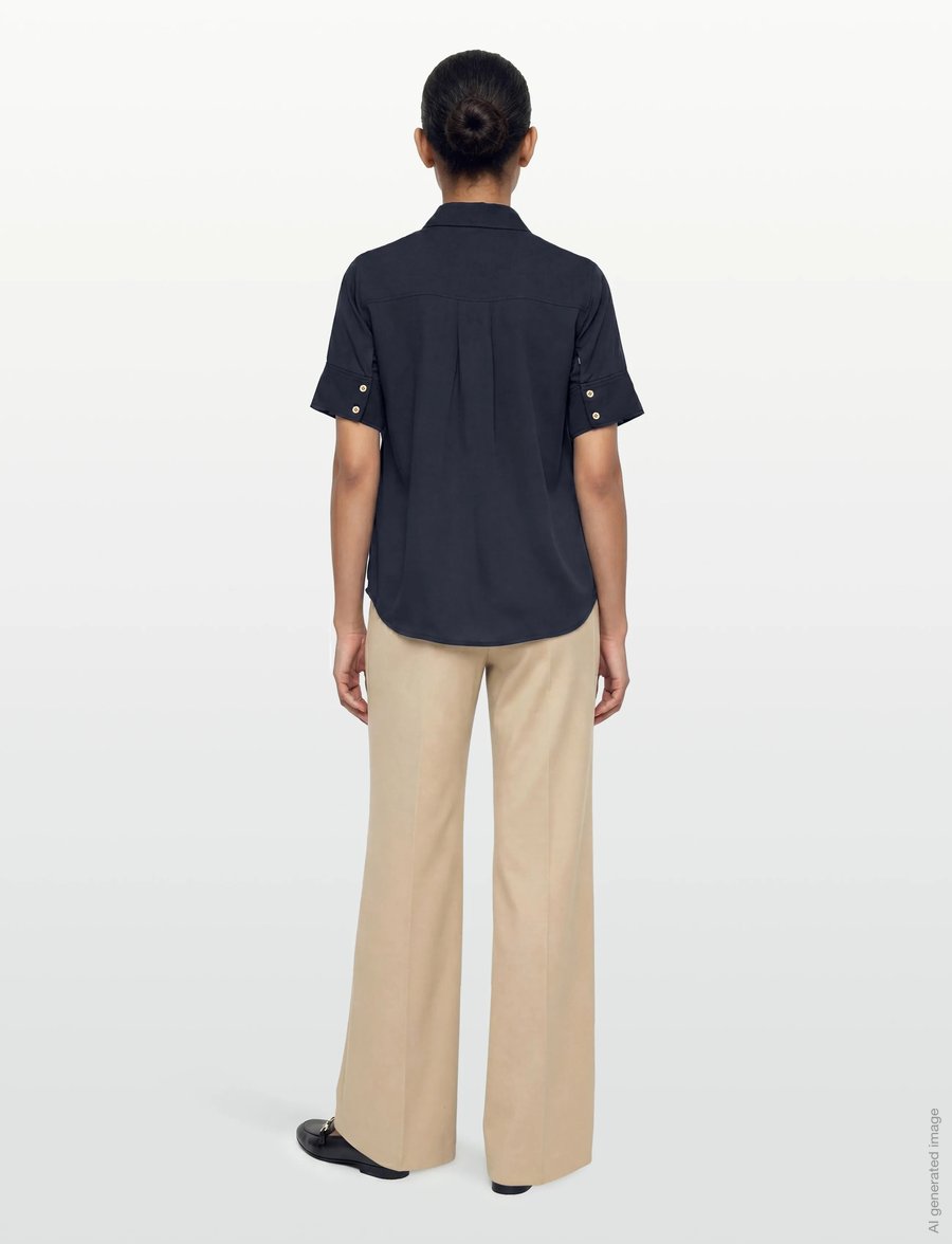 Gant - REG FLUID SS SHIRT BLOUSE - kortærmede bluser - evening blue - 4