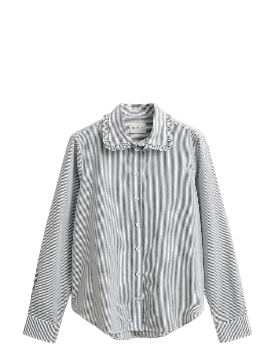 Gant - REG CTN FRILL COLLAR STRIPE SHIRT - langärmlige hemden - classic blue - 1