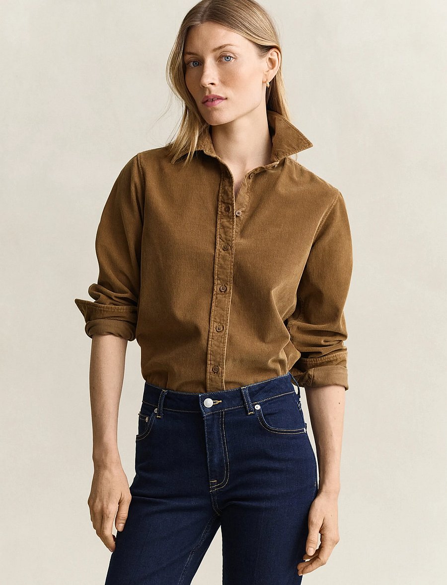 Gant - REG CORDROY SHIRT - langärmlige hemden - warm khaki - 0