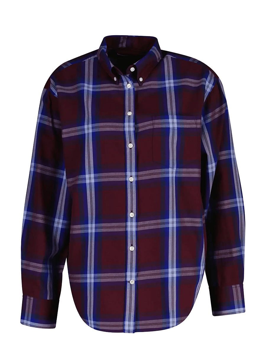 Gant - REL CHECKED FLANNEL BD SHIRT - langärmlige hemden - darkened wine - 0