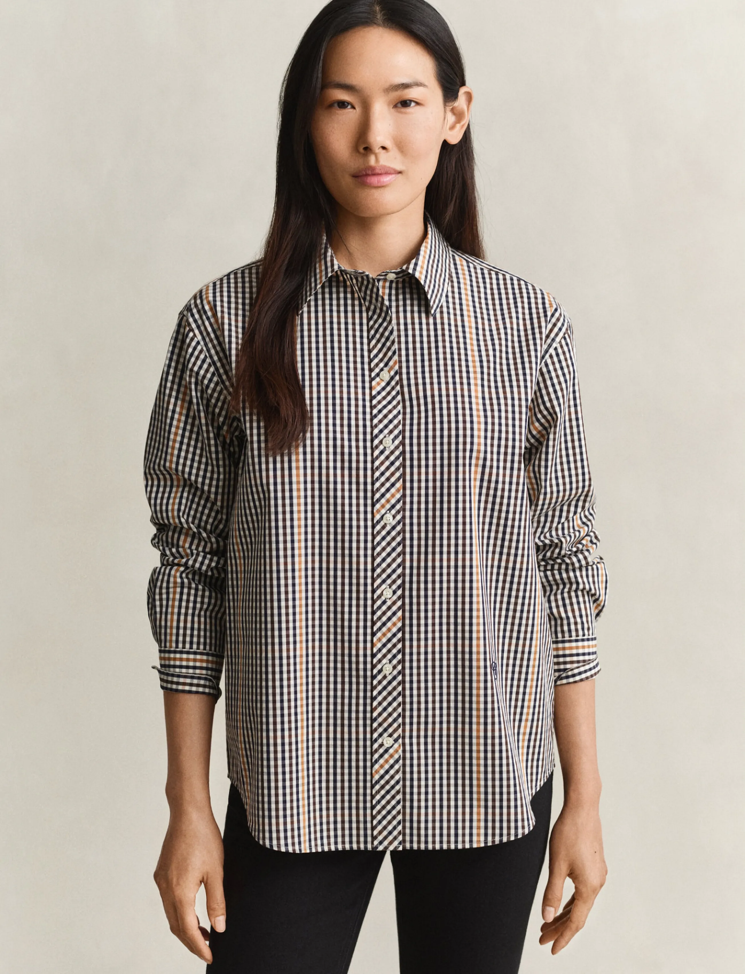 Gant REL CHECKED SHIRT - Särgid - TOASTED ALMOND / brown