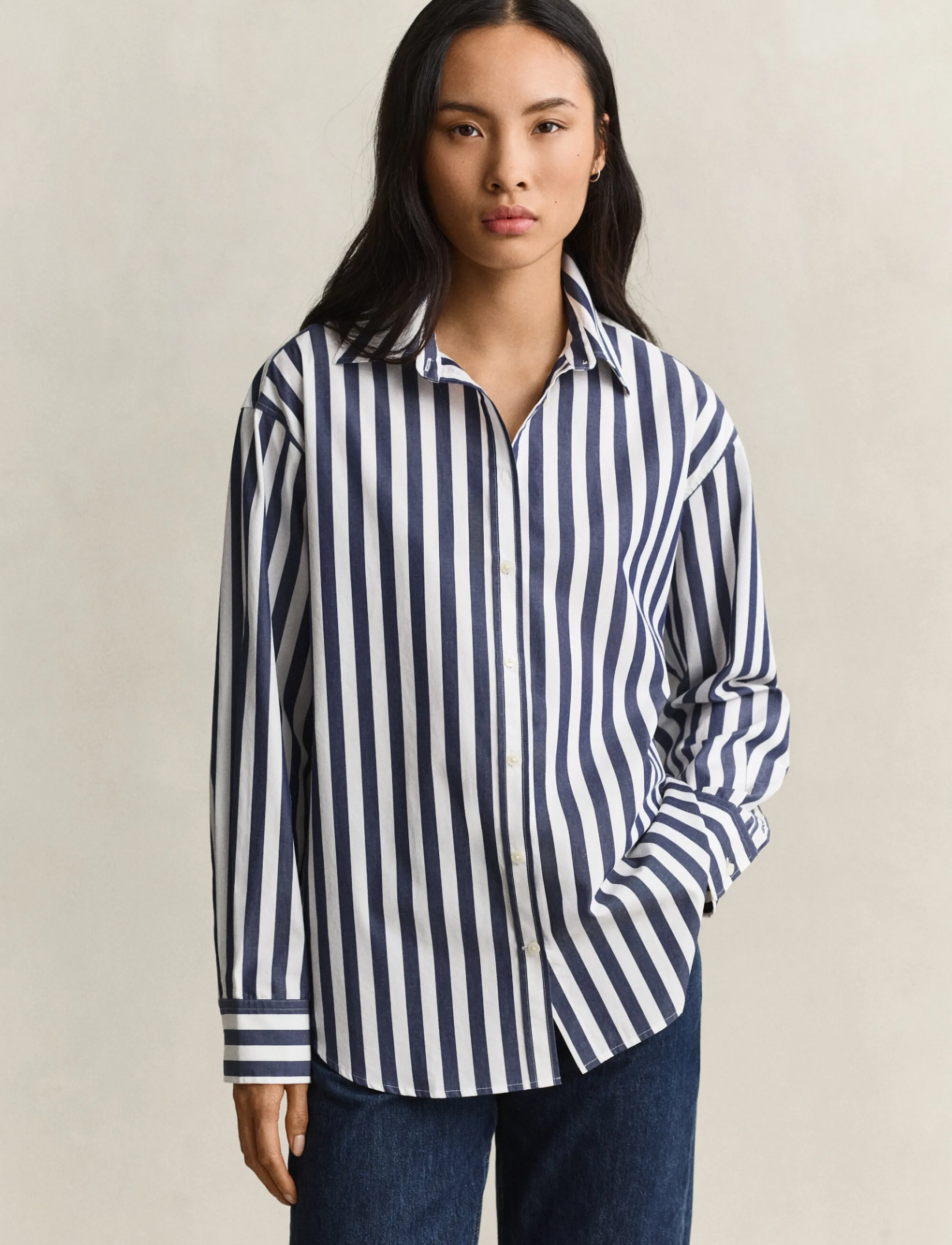 Gant REL STRIPED CLASSIC POPLIN SHIRT - Särgid - CLASSIC BLUE / navy