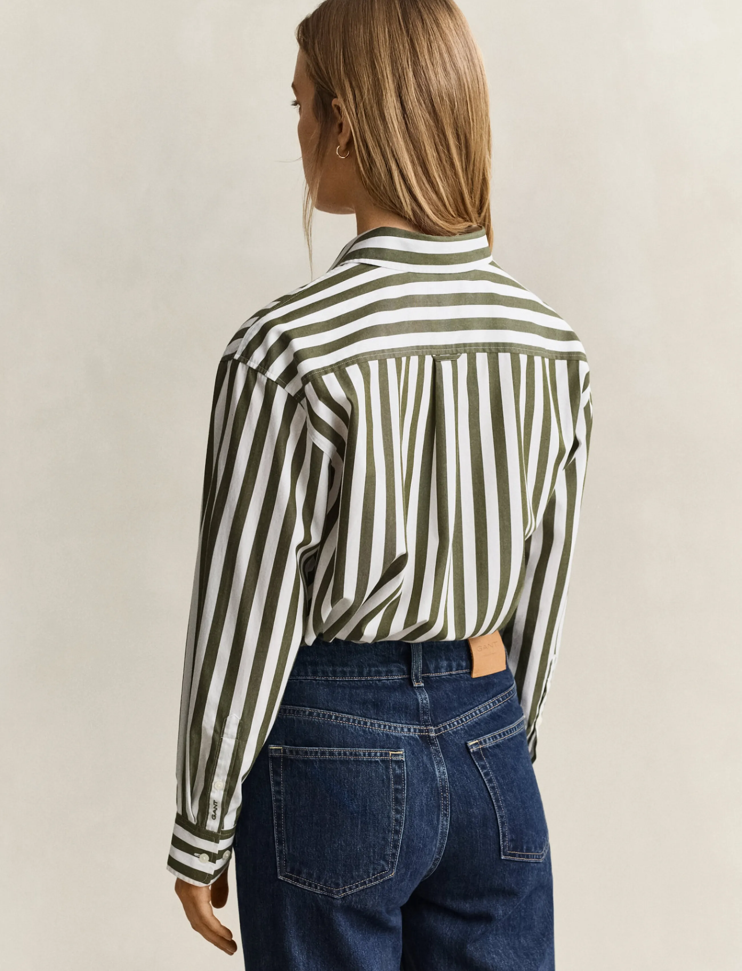 Gant - REL STRIPED CLASSIC POPLIN SHIRT - langärmlige hemden - country green - 2