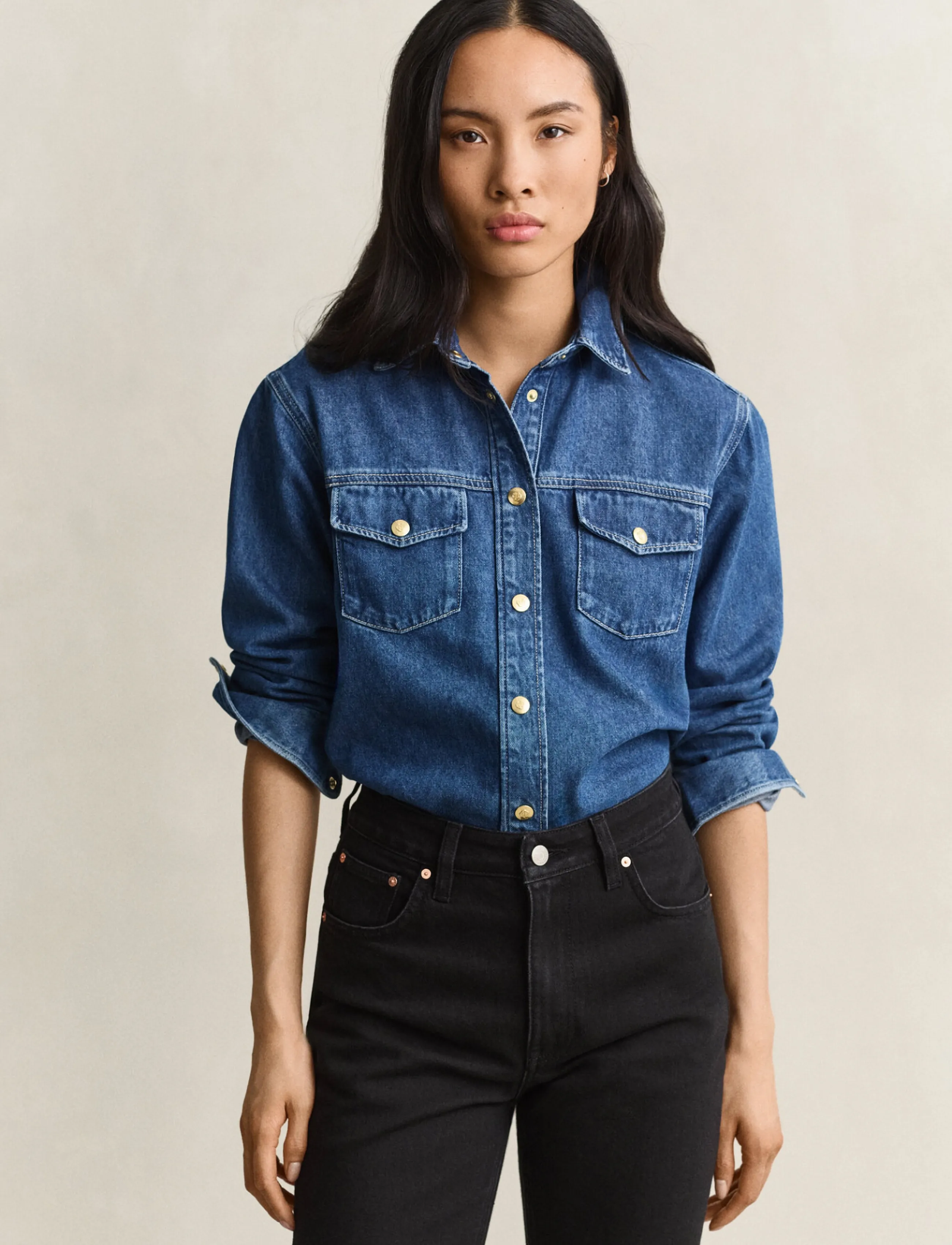 Gold Button Denim Shirt