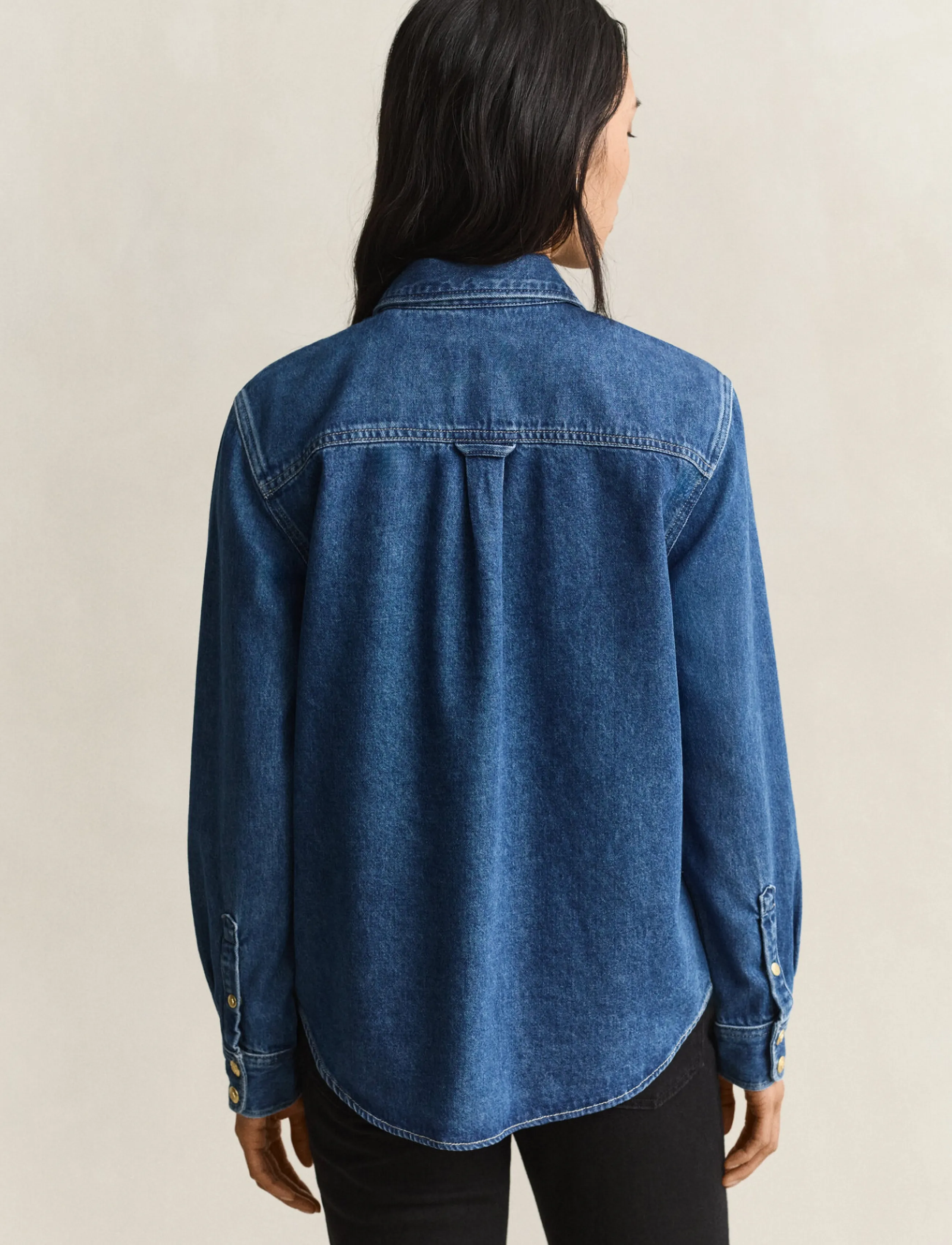 Gant - GOLD BUTTON DENIM SHIRT - mid blue - 2