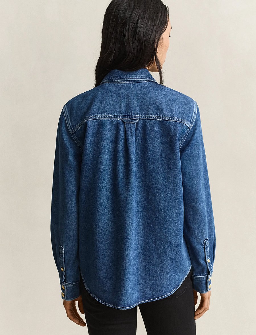 Gant - GOLD BUTTON DENIM SHIRT - jeanshemden - mid blue - 2