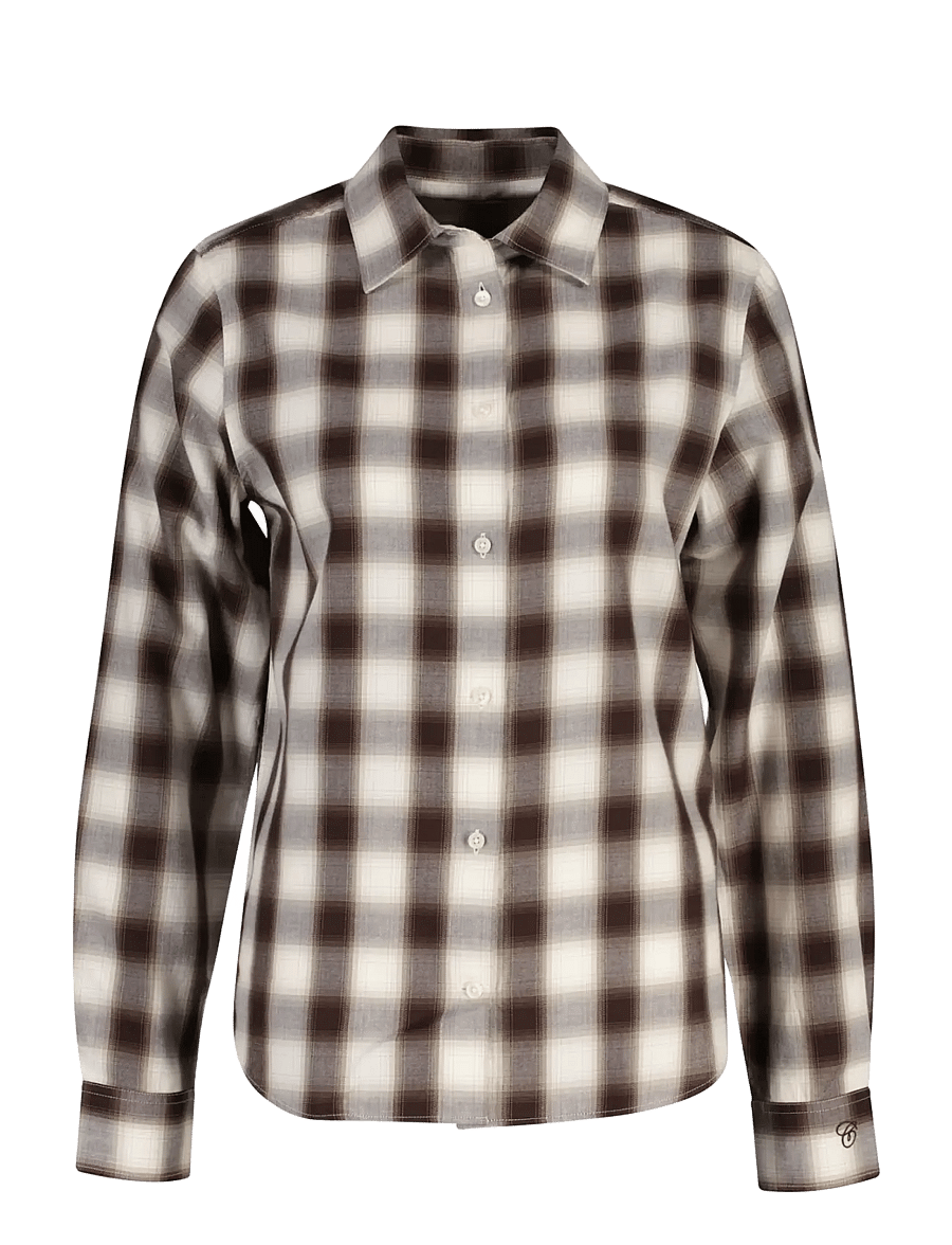 Gant - REG CHECKED FLANNEL SHIRT - långärmade skjortor - deep brown - 0