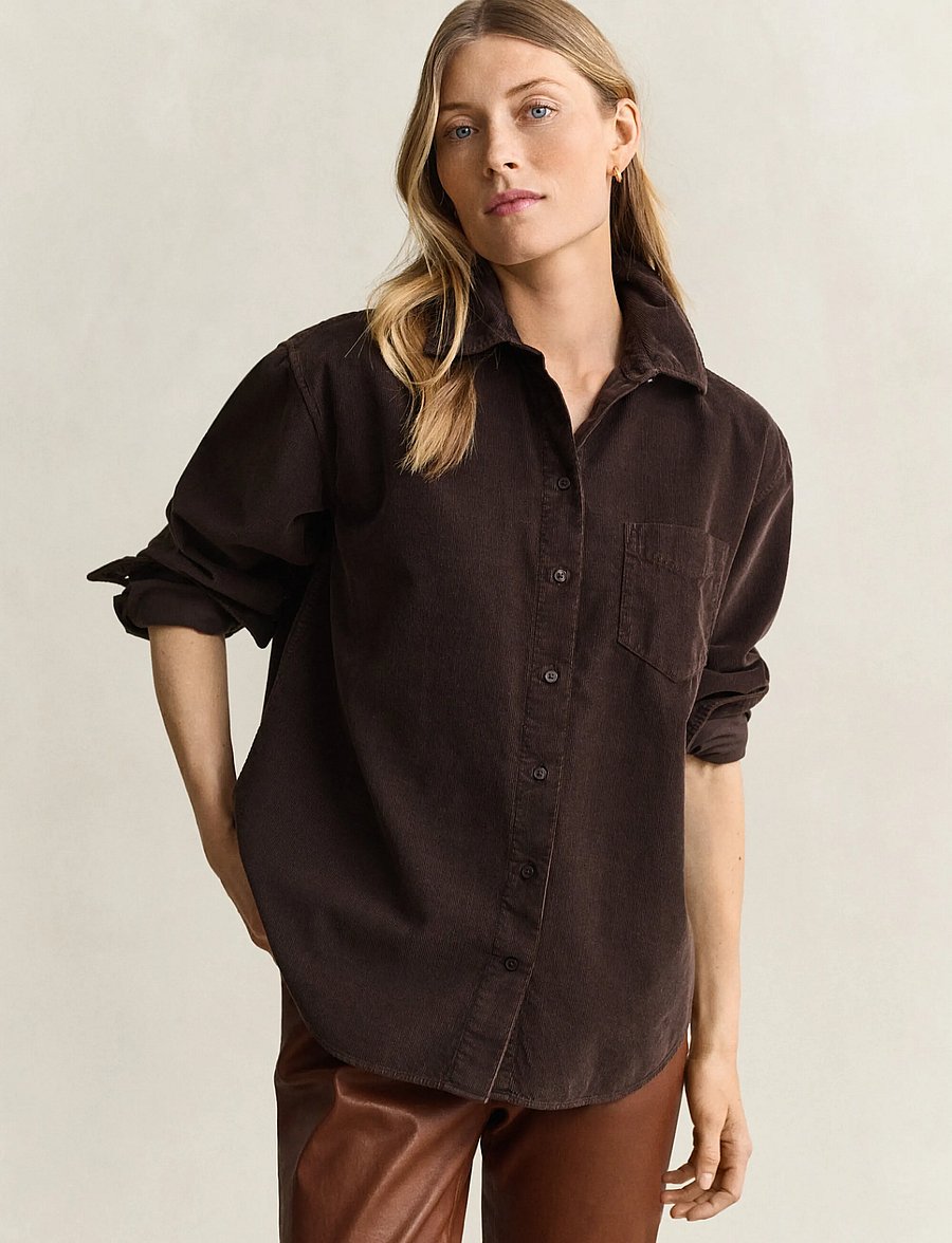 Gant - REL CORDROY SHIRT - langärmlige hemden - deep brown - 0
