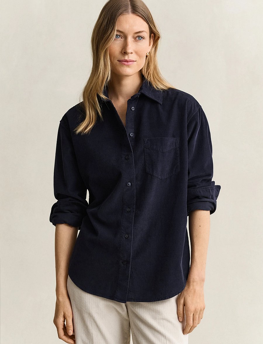 Gant - REL CORDROY SHIRT - pikkade varrukatega särgid - evening blue - 0