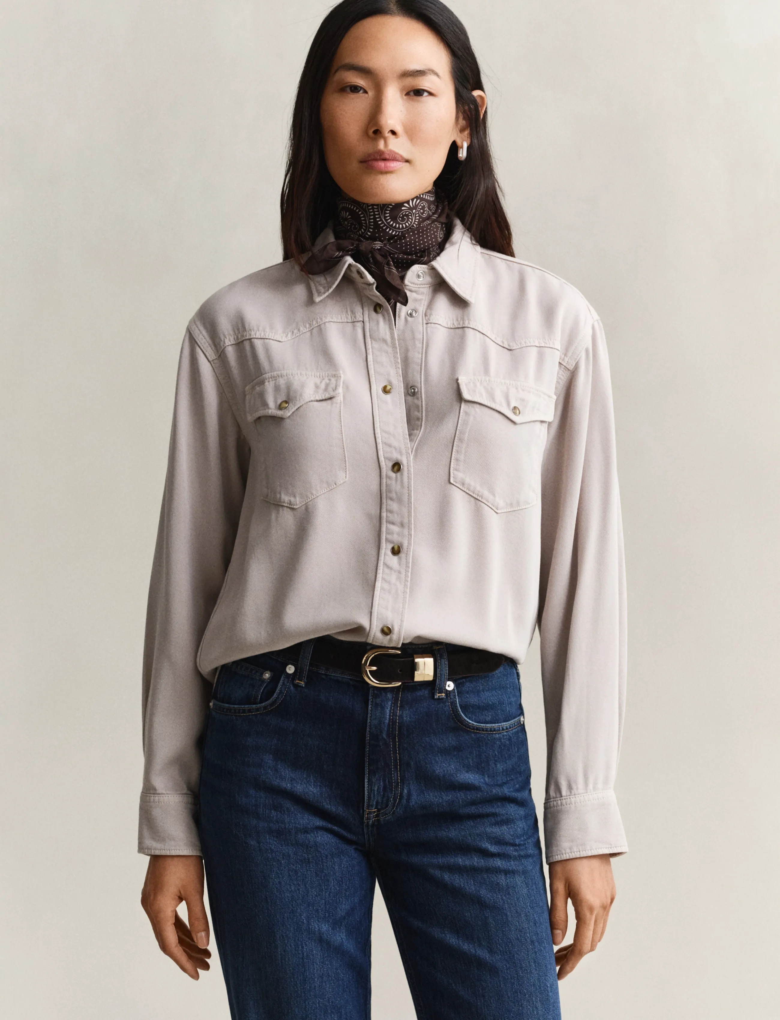 Gant Rel Denim Twill Ranger Shirt, 38, Beige, Skjorter > Denim-Skjorter, Dame