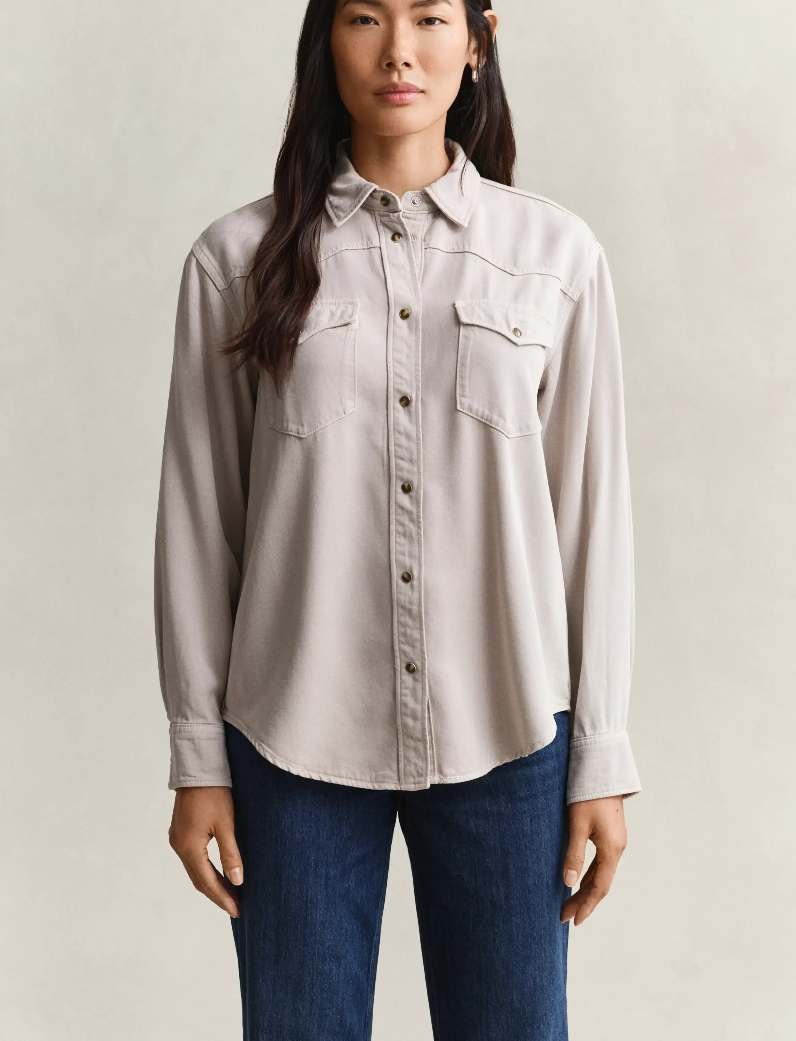 Gant - REL DENIM TWILL RANGER SHIRT - jeansskjortor - clay beige - 2