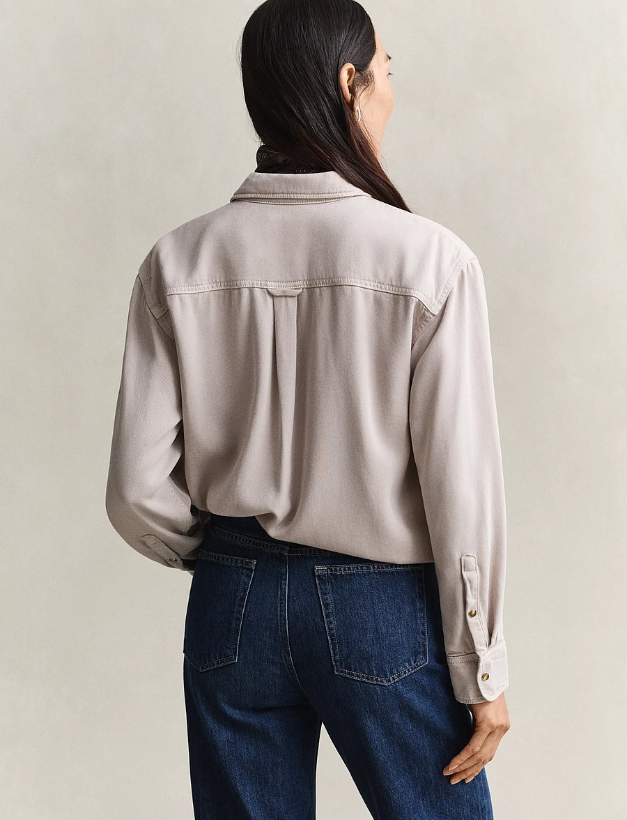 Gant - REL DENIM TWILL RANGER SHIRT - jeansskjortor - clay beige - 3