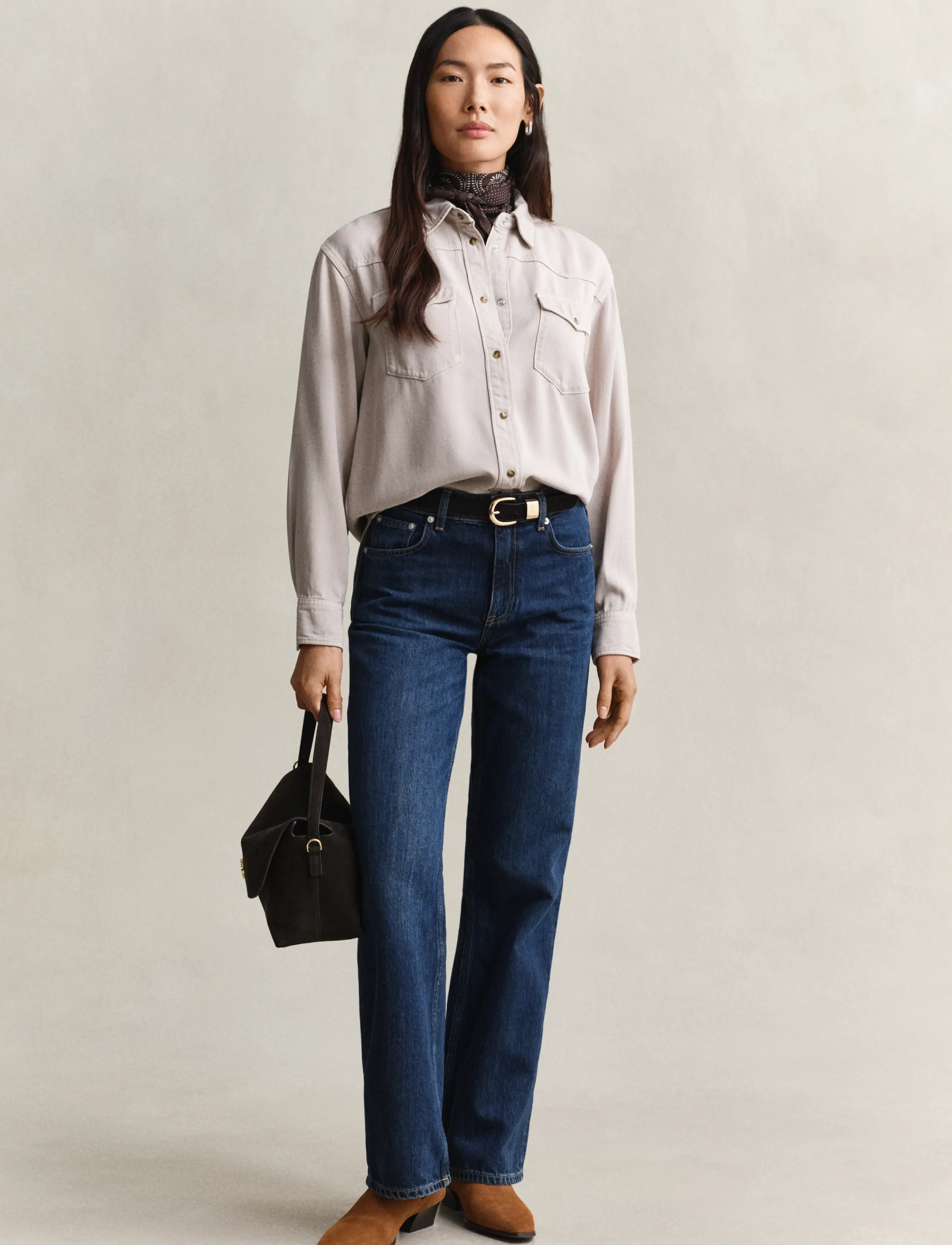 Gant - REL DENIM TWILL RANGER SHIRT - jeansskjortor - clay beige - 4
