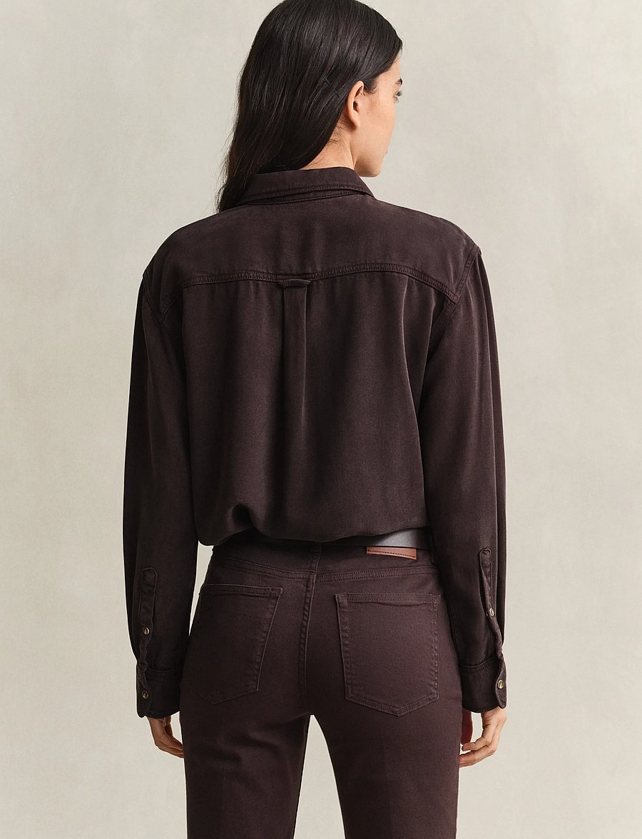 Gant - REL DENIM TWILL RANGER SHIRT - jeansskjortor - deep brown - 3