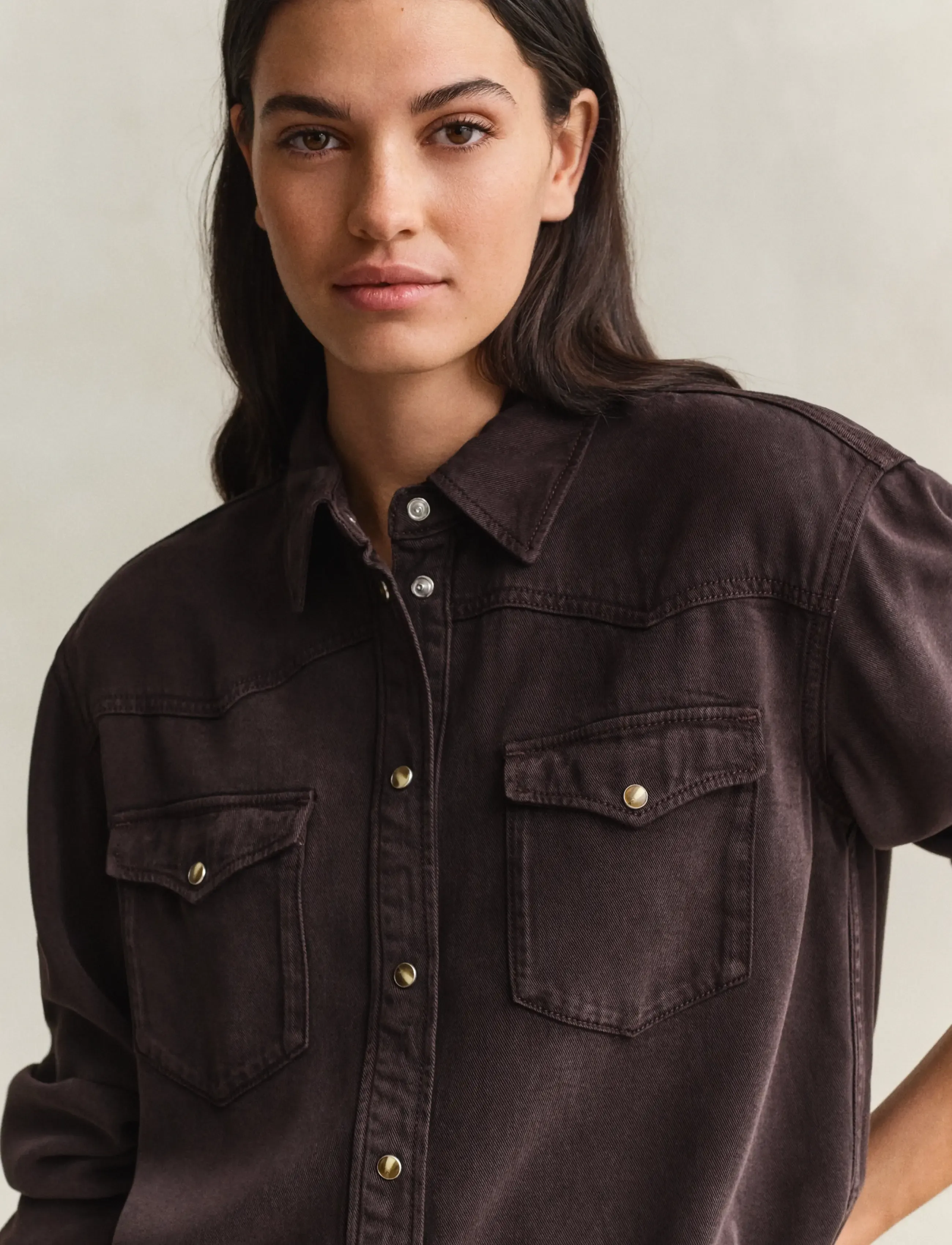 Gant - REL DENIM TWILL RANGER SHIRT - jeansskjortor - deep brown - 4