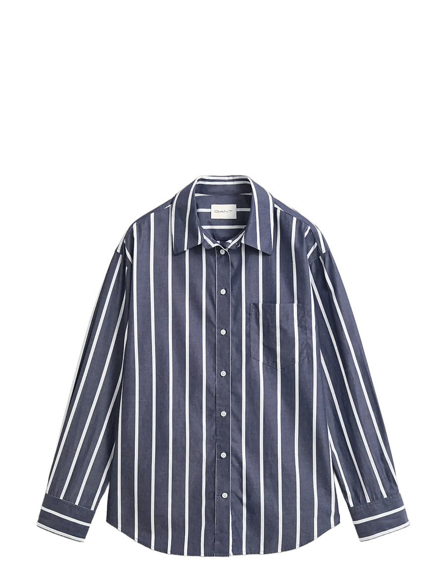Gant - REL CLASSIC POPLIN STRIPE SHIRT - langerma skyrtur - evening blue - 1