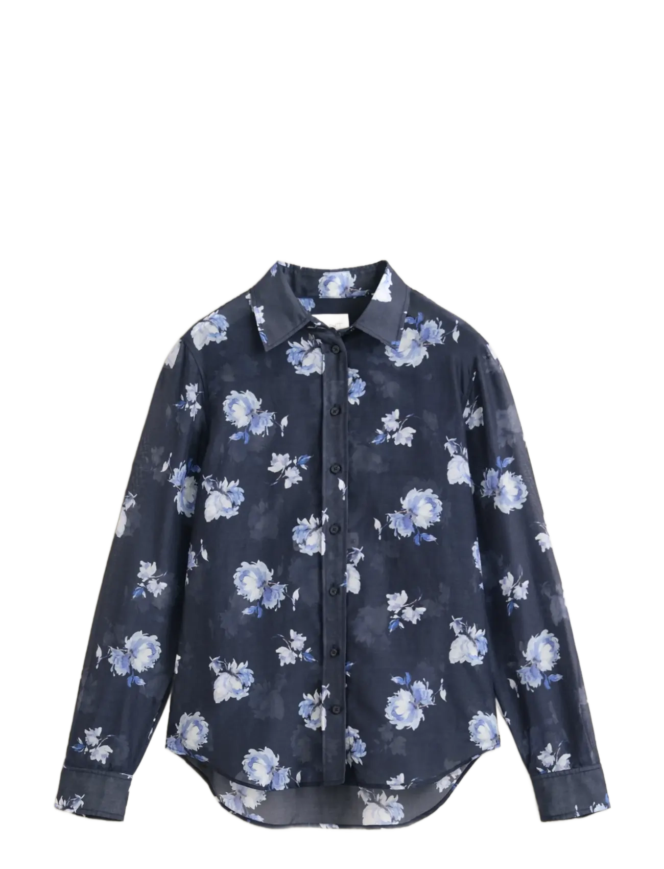 GANT Reg Floral Print Ctn Silk Ls Shirt Navy - 42 - Damen