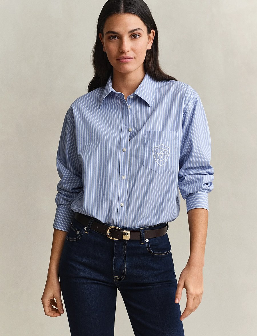 Gant - REL CLASSIC POPLIN STRIPE SHIRT - langermede skjorter - misty lavender - 0