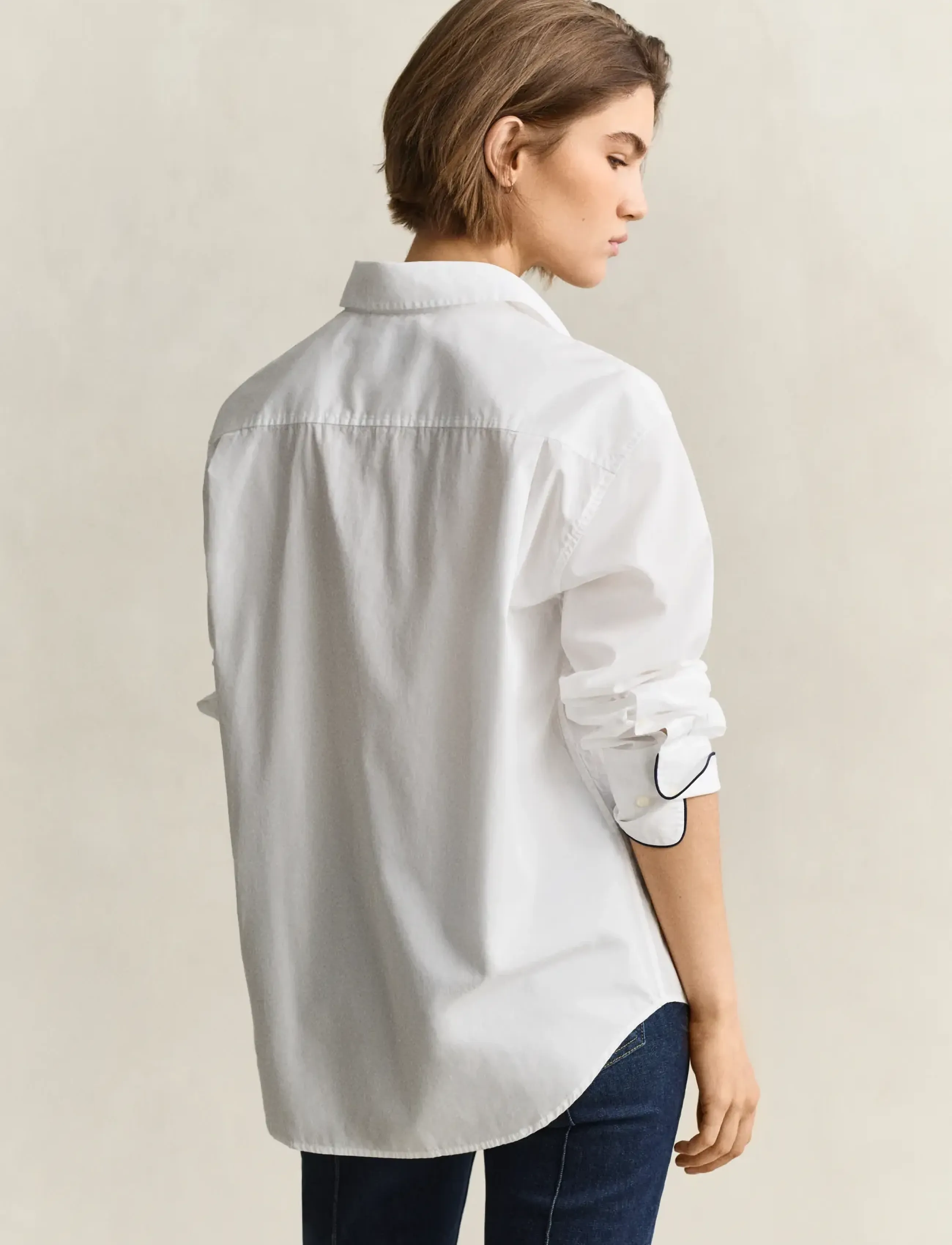 Gant - REL CLASSIC POPLIN PIPING SHIRT - white - 2