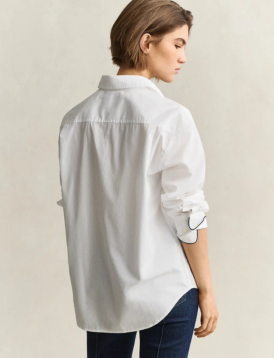 Gant - REL CLASSIC POPLIN PIPING SHIRT - pikkade varrukatega särgid - white - 2