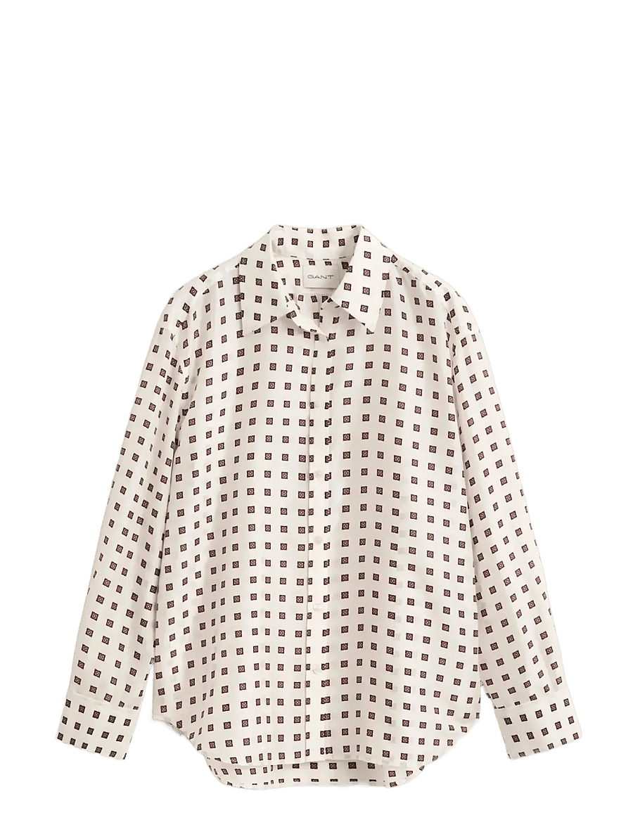Gant - PRINTED HABOTAI SILK BLOUSE - eggshell - 1