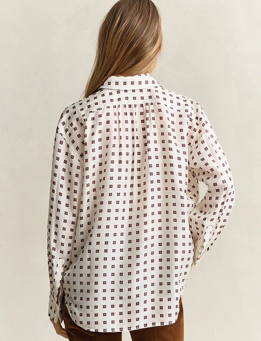 Gant - PRINTED HABOTAI SILK BLOUSE - eggshell - 2