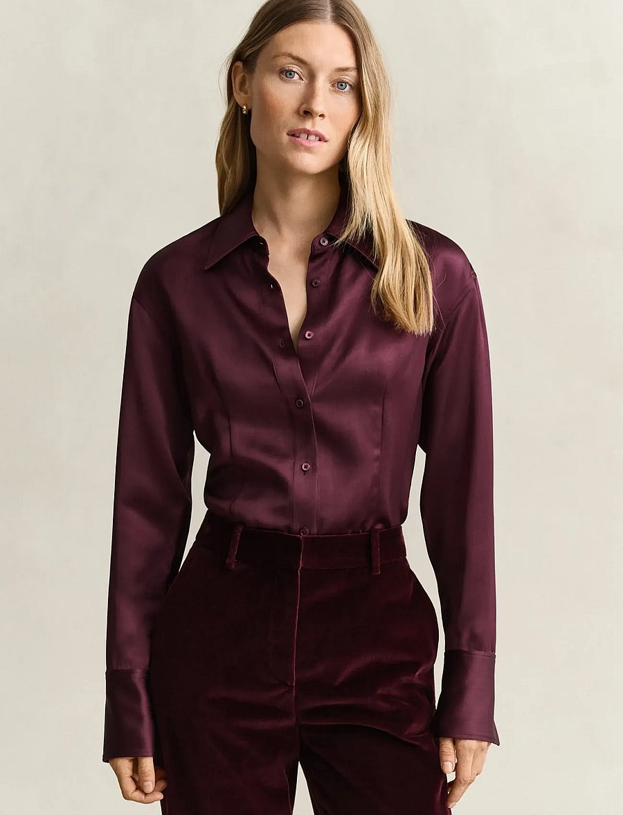 Gant - SLIM FIT SHIRT - darkened wine - 0