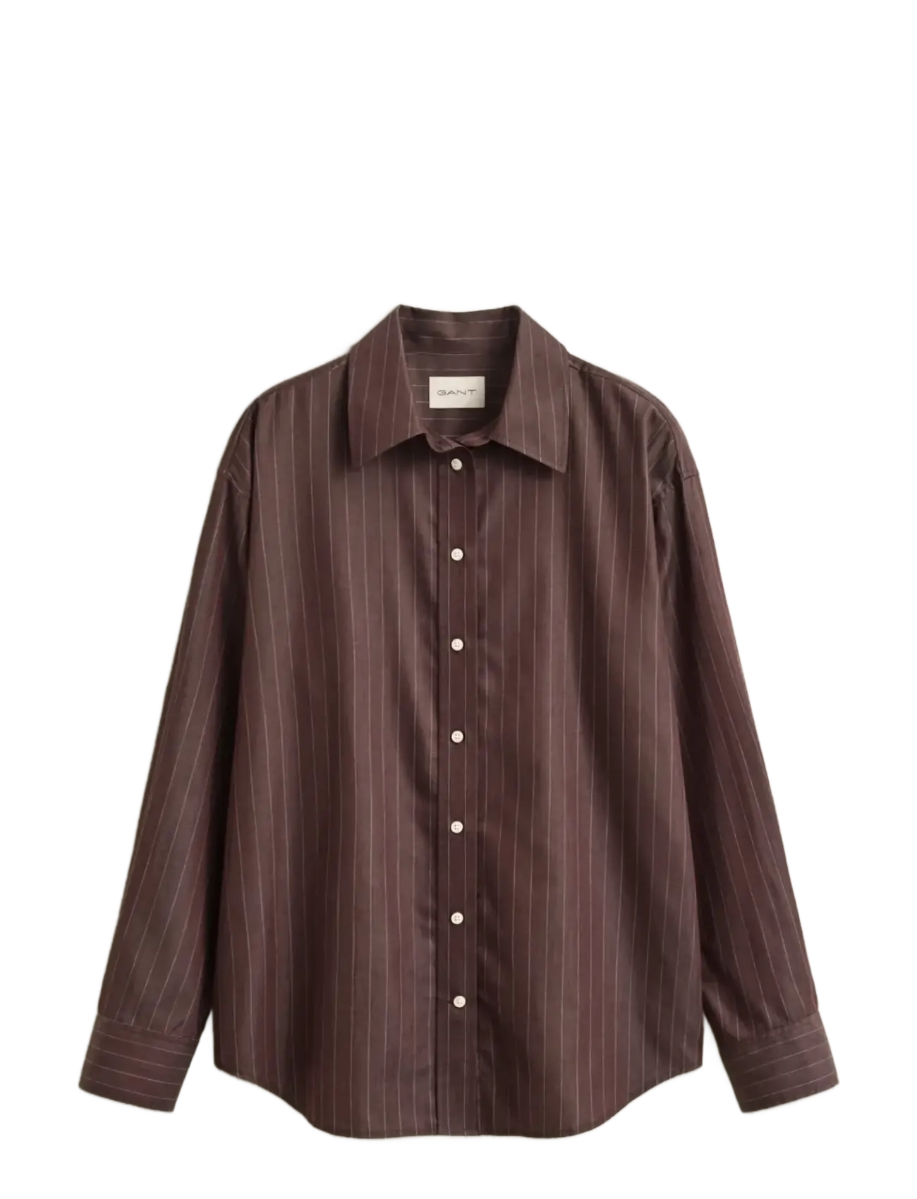 Gant - REL STRIPED POPLIN SHIRT - långärmade skjortor - deep brown - 1