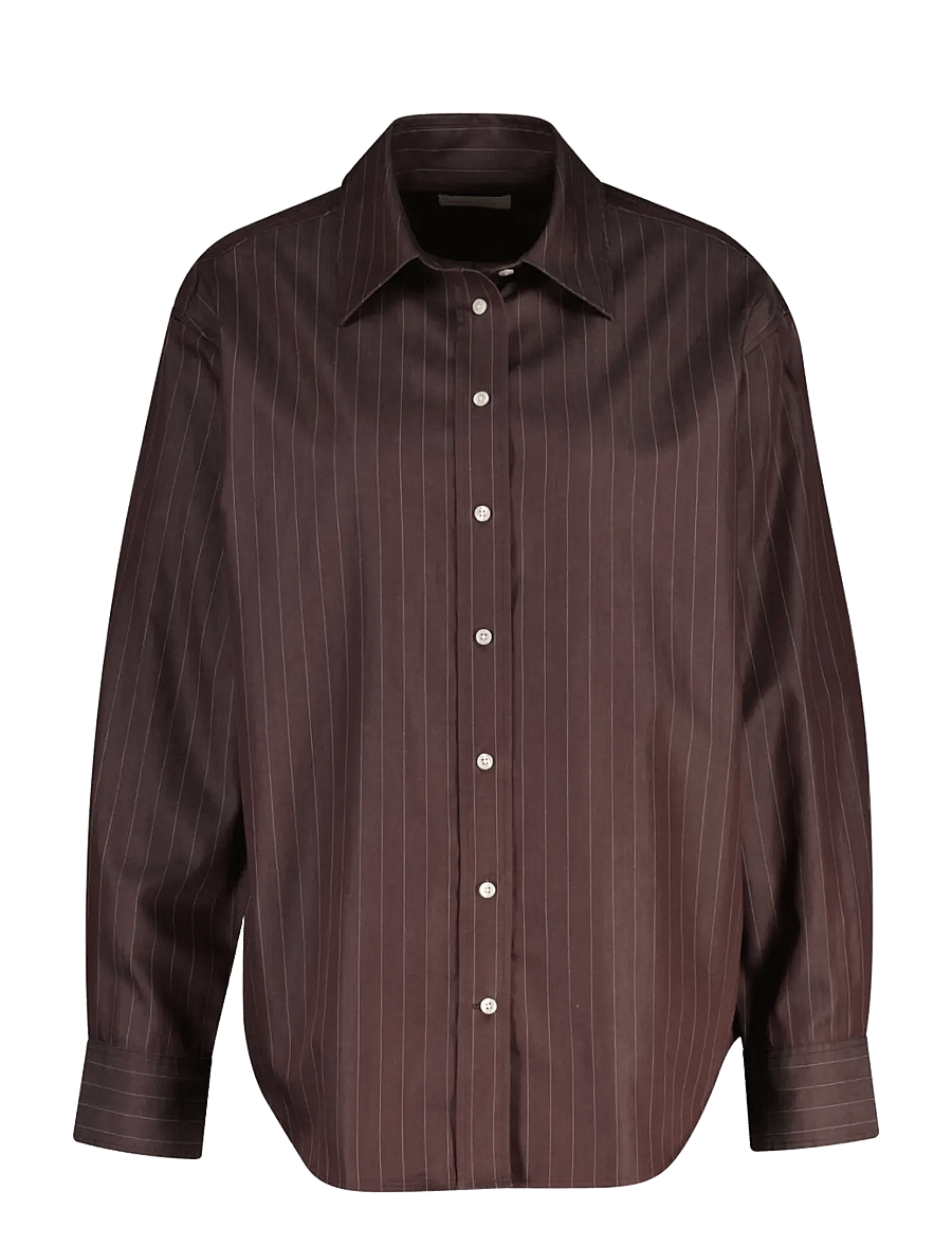 Gant - REL STRIPED POPLIN SHIRT - langärmlige hemden - deep brown - 1